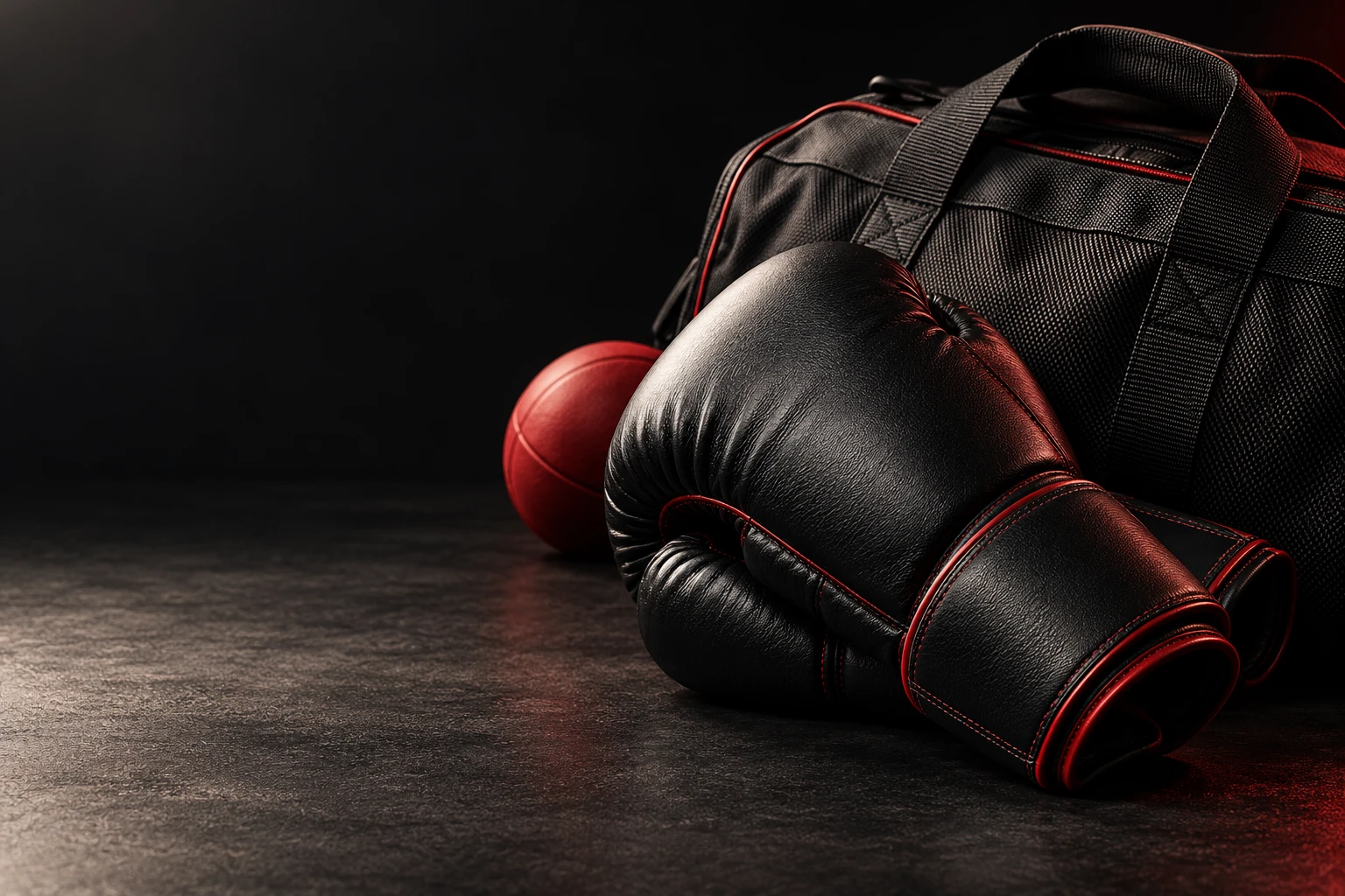 Illustrative black and red sports equipment campaign